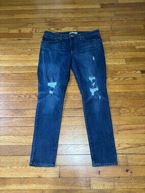 Levi's Women's 711 Skinny Jeans Size 33 Blue Dark Wash Stretch Denim 36x30